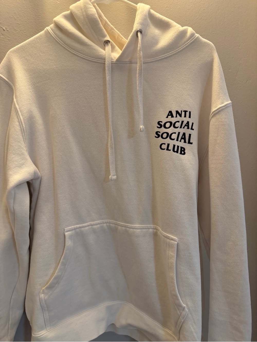 Anti Social Social Club Cream Hoodie with Black Logo